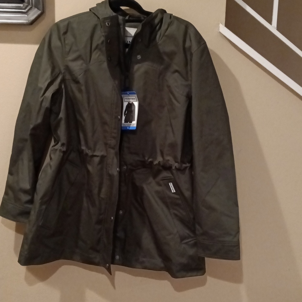 Hunter Red Hooded Rain Jacket